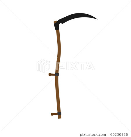 Scythe black gardening harvest tool flat icon Scythe black gardening harvest tool flat icon 60230526