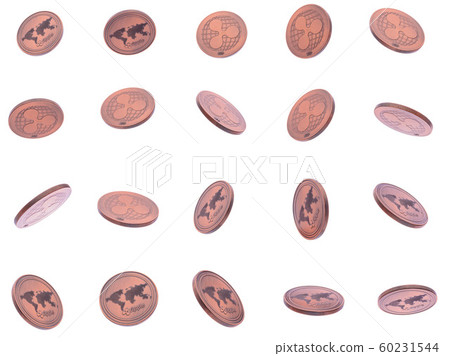 Gold cryptocoin ripple explosion. Isolated on white background. 60231544