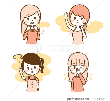 Female Odor Body Odor Trouble Illustration Set 60234080