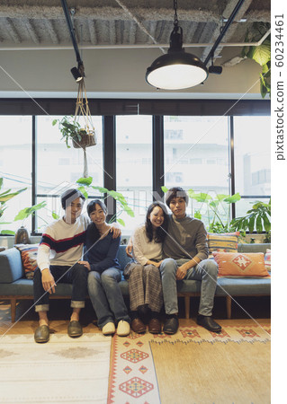 Two couples chatting Two couples chatting 60234461