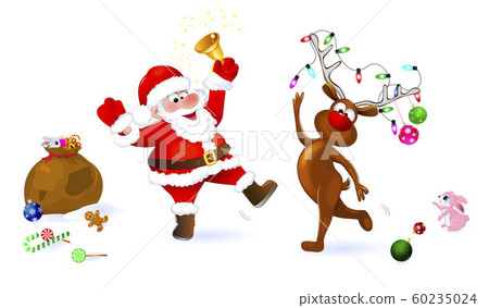 Joy of Christmas Santa and deer 60235024