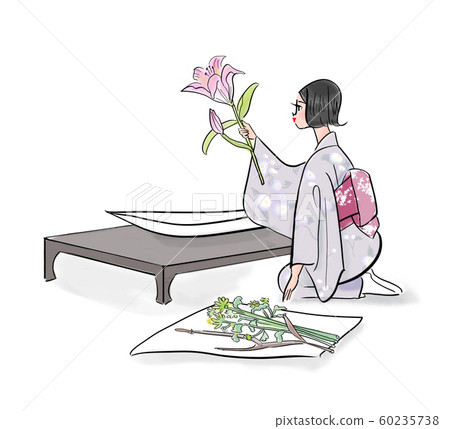 Kimono woman ikebana Kimono woman ikebana 60235738