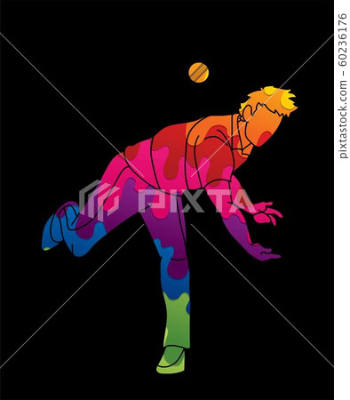 Cricket player action cartoon sport graphic vector. 60236176