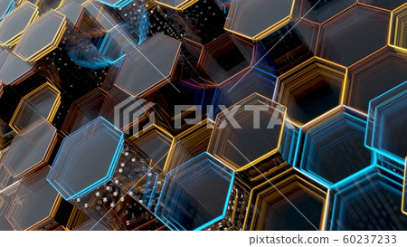 Abstract Glass Background of Hexagons. 3D illustration Abstract Glass Background of Hexagons. 3D illustration 60237233