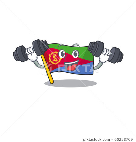 Fitness exercise flag eritrea cartoon character holding barbells 60238709