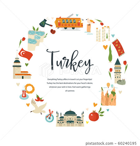 Tourist poster with famous landmarks of Turkey 60240195