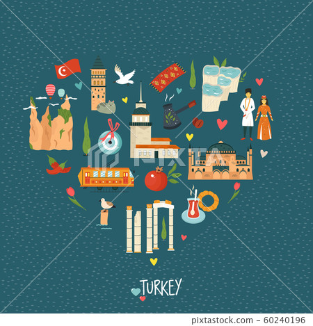 Abstract design with famous landmarks of Turkey 60240196