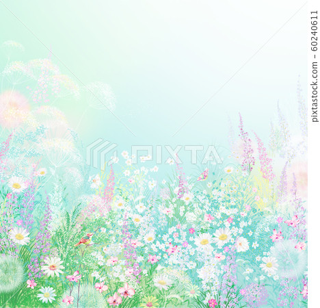 電子手繪美麗的春天風景圖。 60240611