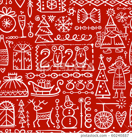 Christmas seamless background, sketch for your design Christmas seamless background, sketch for your design 60240887