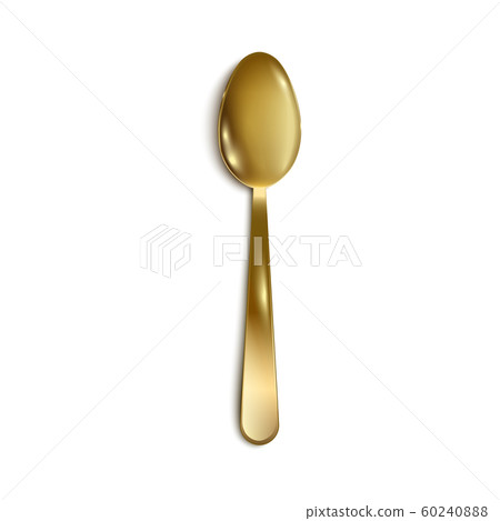 Realistic gold metal tea spoon isolated on white background Realistic gold metal tea spoon isolated on white background 60240888