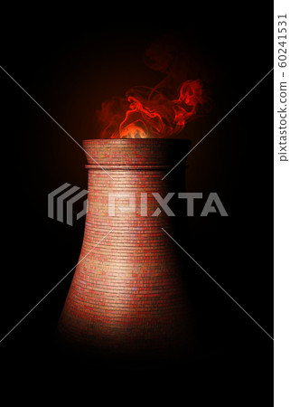 3d rendering of smokestack of processing plant, 60241531