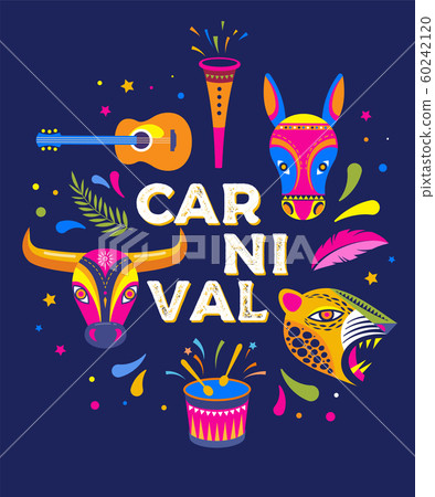 Carnaval de Barranquilla, Colombian carnival party. Vector illustration, poster and flyer Carnaval de Barranquilla, Colombian carnival party. Vector illustration, poster and flyer 60242120