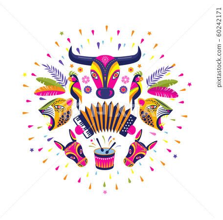Carnaval de Barranquilla, Colombian carnival party. Vector illustration, poster and flyer Carnaval de Barranquilla, Colombian carnival party. Vector illustration, poster and flyer 60242171