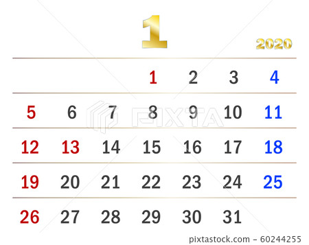 2020年1月的日曆 2020年1月的日曆 60244255