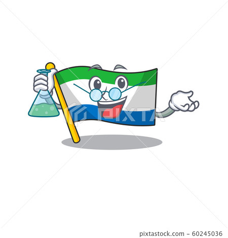 Smart Professor flag sierra leone cartoon character holding glass tube 60245036