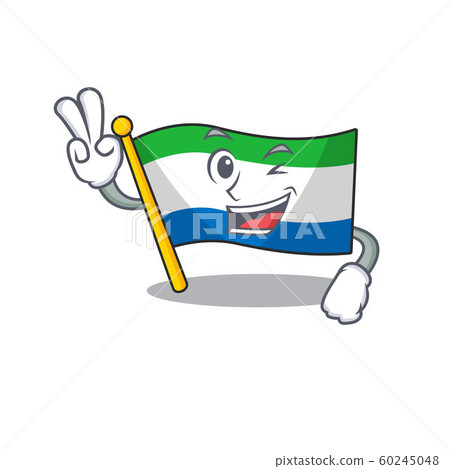Flag sierra leone Character cartoon style with two fingers 60245048