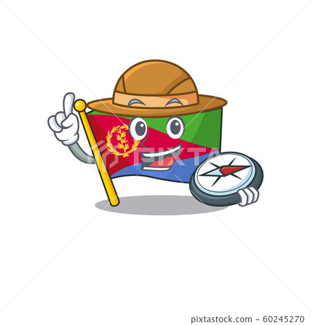 Explorer flag eritrea cartoon character holding a compass 60245270