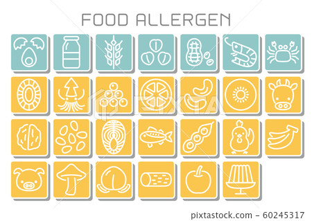 Food allergy specific ingredients icon set 60245317