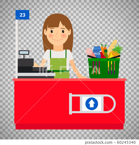 Cashier lady on transparent background 60245340