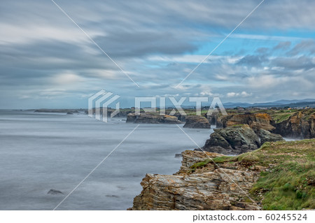 Spectacular long exposure of coastline in cathedral beach 60245524