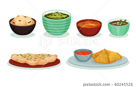Mexican Food Collection, Traditional Delicious Restaraunt and Homemade Spicy Dishes Vector Illustration 60245528