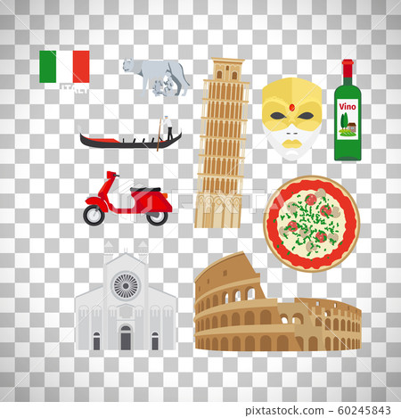 Italy icons set on transparent background Italy icons set on transparent background 60245843