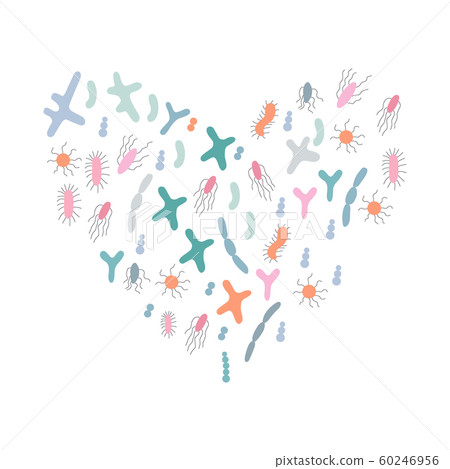 Heart shape with probiotics for probiotics health benefits concept. Heart shape with probiotics for probiotics health benefits concept. 60246956