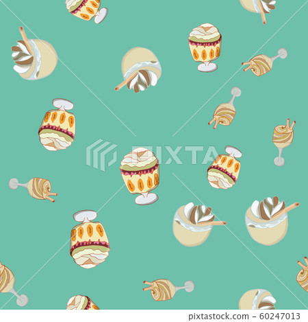 Seamless pattern with Christmas trifle pudding and eggnog. 60247013