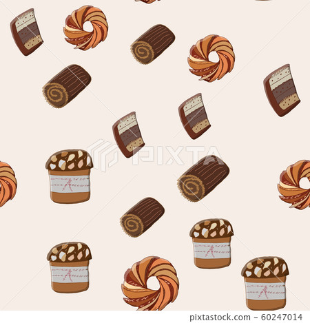 Seamless pattern with Christmas sweets in flat cartoon style. 60247014