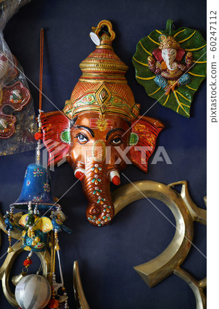 Traditional wooden mask of Ganesha, Pokharan, Rajasthan, India 60247112