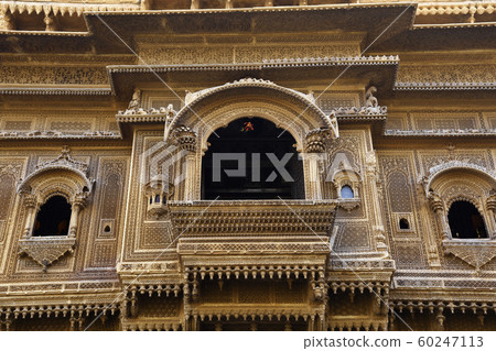 Open window, Nathmal Ji ki Haveli, at Jaisalmer, Rajasthan, India 60247113