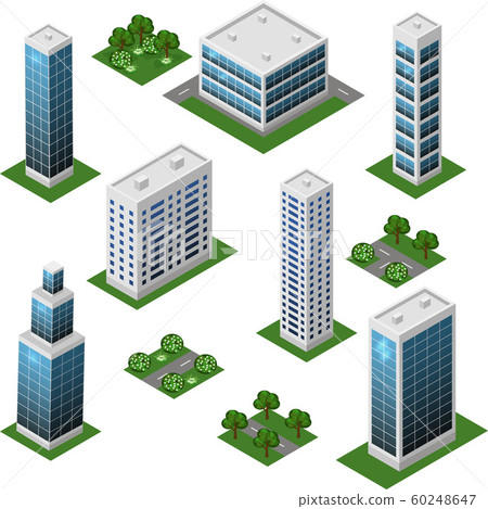 Isometric city set. Urban landscape 3d elements Isometric city set. Urban landscape 3d elements 60248647