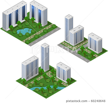 Isometric city set. Urban landscape 3d elements Isometric city set. Urban landscape 3d elements 60248648