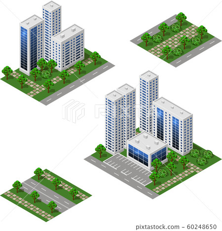 Isometric city set. Urban landscape 3d modules Isometric city set. Urban landscape 3d modules 60248650