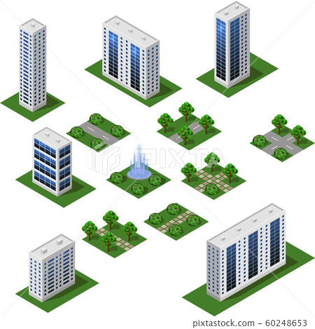 Isometric city set. Urban landscape 3d elements Isometric city set. Urban landscape 3d elements 60248653