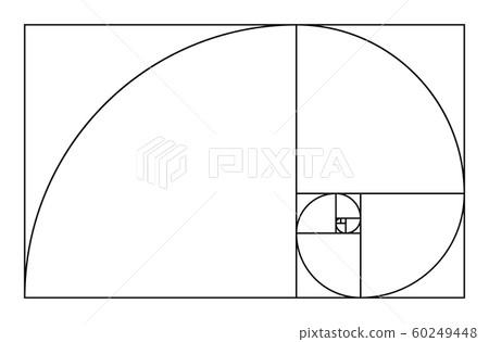 Golden ratio geometric concept. Fibonacci spiral. Vector illustration. 60249448