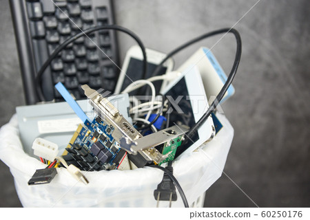 Electronics waste bin concept / Garbage electrical Electronics waste bin concept / Garbage electrical 60250176