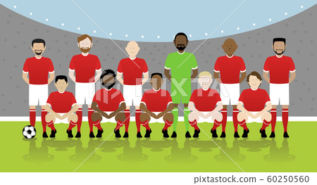 mens soccer team on football pitch mens soccer team on football pitch 60250560