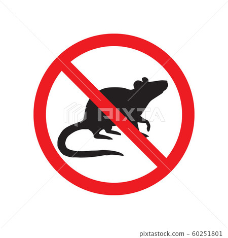 Vector rat mouse silhouette crossed in red circle Vector rat mouse silhouette crossed in red circle 60251801