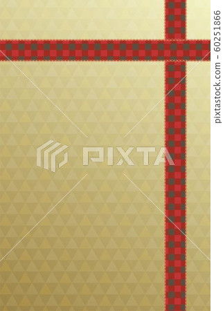 Card with red plaid ribbon and golden gradient background 60251866