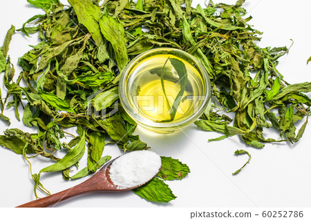 Dry stevia leaves Dry stevia leaves 60252786