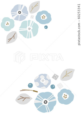 Visiting in the winter, postcard in mourning, blue flowers, light blue 60253341