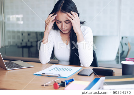 businesswoman feeling tired, frustrated stressed 60254170