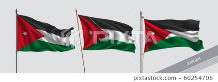 Set of Jordan waving flag on isolated background vector illustration Set of Jordan waving flag on isolated background vector illustration 60254708