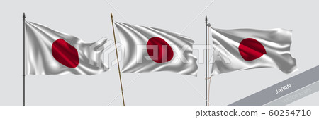 Set of Japan waving flag on isolated background vector illustration 60254710