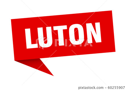 Luton sticker. Red Luton signpost pointer sign 60255907