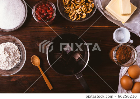 Ingredients for baking homemade brownies 60256210
