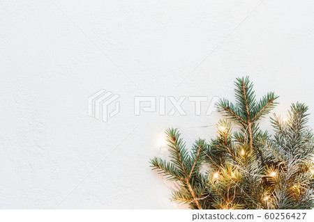 Neutral Christmas composition of fir branches and Neutral Christmas composition of fir branches and 60256427