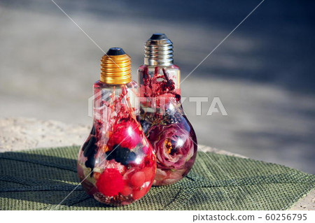 Herbalium in a light bulb shaped bottle Herbalium in a light bulb shaped bottle 60256795