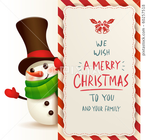 Cheerful Snowman with big signboard. - Stock Illustration [60257518 ...
